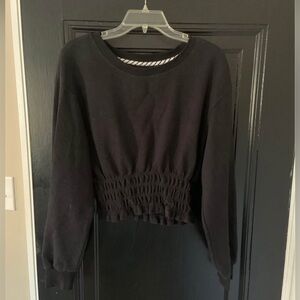 Maeve Black Smocked Waist Pullover